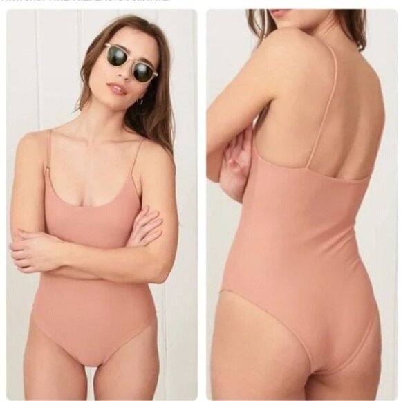 NWT Jenni Kayne X Mikoh Portugal One Piece Swimsuit Dusk Beige Size L - Picture 1 of 9